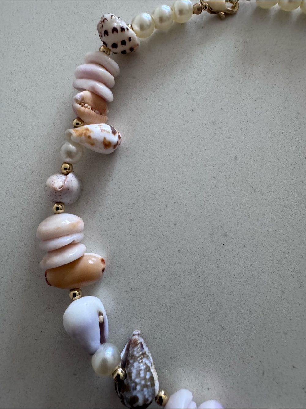 Handmade Shell & Pearl Choker Necklace - Pink & Cream - Picture 2 of 5